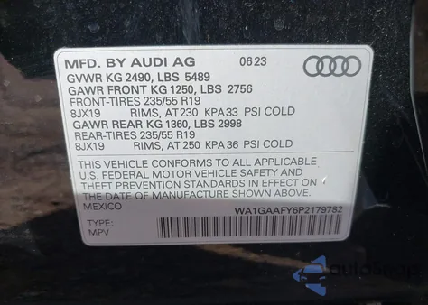 2023 Audi Q5 Premium 45 Tfsi S Line Quattro from USA, damaged, VIN WA1GAAFY6P2179782
